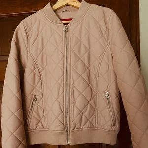 Pink Guess Faux Leather Bomber Jacket